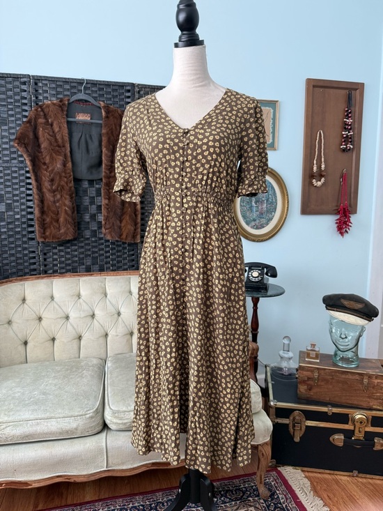 Madewell Dresses & Skirts - 🌿 Madewell Floral Midi Dress Olive Green Yellow Button Front